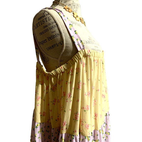 NWT Osos Design Yellow and Purple Sleeveless Summer Patchwork Dress Extra Large - Picture 8 of 13